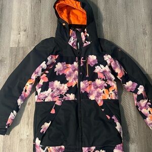 Roxy Girl Black and Floral Ski Jacket